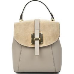 Plecaki damskie: Skórzany plecak w kolorze fango – (S)24 x (W)22 x (G)11 cm