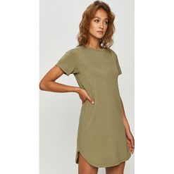 Dkny - Sukienka. Zielone sukienki damskie DKNY, na co dzień, s, bez wzorów, z elastanu, casualowe, z okrągłym kołnierzem, z krótkim rękawem, krótkie, mini, proste. W wyprzedaży za 289,90 zł.