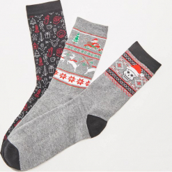 3 pack skarpet ze świątecznym motywem - Wielobarwn. Szare kapcie męskie House. Za 29,99 zł.