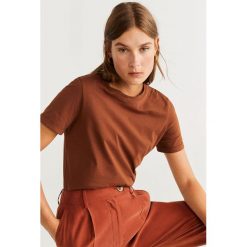Mango - T-shirt Chalaca. Pomarańczowe topy damskie Mango, s, bez wzorów, z bawełny, z okrągłym kołnierzem. Za 29,90 zł.