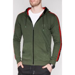 Bluza męska rozpinana z kapturem B906 - zielona. Zielone bluzy męskie Ombre Clothing, s, bez wzorów, z bawełny, z kapturem, bez rękawów, z kapturem. Za 49,00 zł.