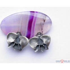 Orchidea oksydowana - klipsy. Szare klipsy damskie Pakamera, srebrne. Za 150,00 zł.