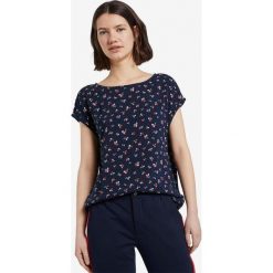 Tom Tailor Denim Koszulka Niebieski. Niebieskie koszulki damskie TOM TAILOR DENIM, xs, z nadrukiem, z wiskozy, bez kołnierzyka. Za 121,95 zł.