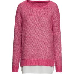 Sweter 2 w 1 bonprix jeżynowy melanż. Różowe swetry damskie bonprix, bez wzorów, z długim rękawem, długie, bez kaptura. Za 44,99 zł.