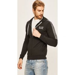 EA7 Emporio Armani - Bluza. Niebieskie bluzy męskie EA7 Emporio Armani, s, z aplikacjami, z bawełny, z kapturem, bez rękawów, z kapturem. Za 479,90 zł.