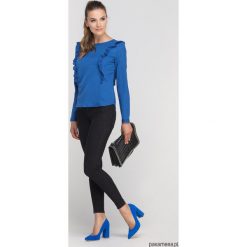 BLUZKA Z PIONOWYMI FALBANAMI, BLU136 NIEBISKI. Szare bluzki dziewczęce marki Pakamera, z bawełny. Za 119,00 zł.