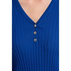 Tommy Hilfiger - Sweter Adalia Rib Henley. Szare swetry klasyczne damskie marki TOMMY HILFIGER, l, z bawełny, z kołnierzem typu henley. W wyprzedaży za 259,90 zł.