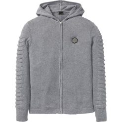 Sweter rozpinany z kapturem z bawełny z recyclingu Regular Fit bonprix szary melanż. Szare swetry męskie bonprix, xl, bez wzorów, z bawełny. Za 37,99 zł.