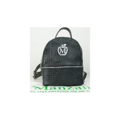 MANZANA MAŁY PLECAK LUB LISTONOSZKA CZARNY KROKODYL LOGO. Czarne plecaki damskie Manzana, w paski, ze skóry, eleganckie. Za 139,00 zł.