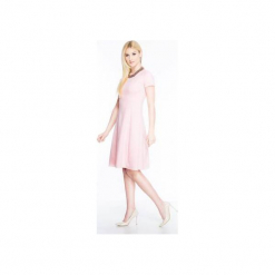 Rozkloszowana sukienka midi SL2170P. Czerwone sukienki mini marki Soleil, na wiosnę, z materiału, z krótkim rękawem, rozkloszowane. Za 129,00 zł.