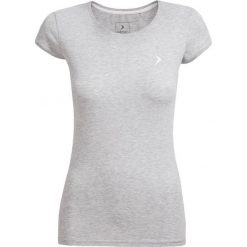 T-shirt damski TSD616 - ciepły jasny szary - Outhorn. Szare koszulki damskie Outhorn, bez wzorów, z bawełny, bez kołnierzyka. W wyprzedaży za 24,99 zł.
