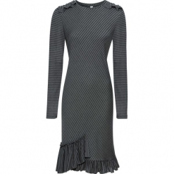 Sukienka shirtowa z falbanami bonprix czarno-antracytowy w paski. Czarne sukienki z falbanami bonprix, w paski. Za 89,99 zł.