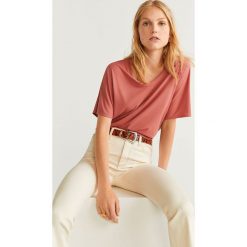 Mango - T-shirt Rolina. Różowe bluzki damskie Mango, s, bez wzorów, z poliesteru, bez kołnierzyka. Za 89,90 zł.