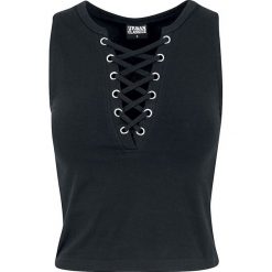 Urban Classics Ladies Lace Up Cropped Top Top damski czarny. Czarne bluzki damskie marki Urban Classics, l, bez wzorów, z okrągłym kołnierzem, bez rękawów. Za 42,90 zł.