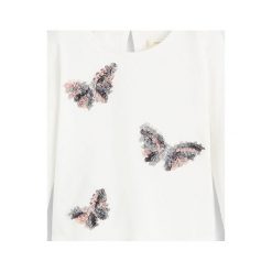 Mango Kids - Bluzka dziecięca Mary 80-104 cm. Białe bluzki dziewczęce Mango Kids, z aplikacjami, z bawełny, z okrągłym kołnierzem, z długim rękawem, długie, bez kaptura. Za 49,90 zł.