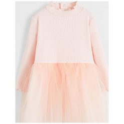 Mango Kids - Sukienka dziecięca Boston 80-104 cm. Różowe sukienki dziewczęce Mango Kids, bez wzorów, z elastanu, casualowe, z długim rękawem, długie, maxi, rozkloszowane. W wyprzedaży za 69,90 zł.