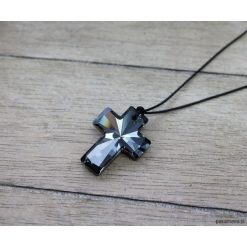 Naszyjniki męskie: Męski naszyjnik sznurkowy z krzyżem SWAROVSKI
