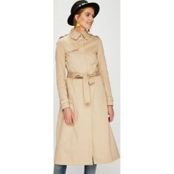 Trussardi Jeans - Płaszcz. Brązowe płaszcze damskie marki Trussardi Jeans, s, w paski, z bawełny. W wyprzedaży za 799,90 zł.