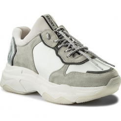 Sneakersy BRONX - 66167-A BX 1525 White 04. Szare półbuty damskie Bronx, ze skóry. W wyprzedaży za 339,00 zł.