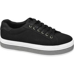 Sneakersy damskie Graceland czarne. Czarne sneakersy damskie Graceland, z gumy. Za 89,90 zł.