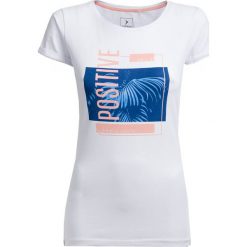 T-shirt damski TSD619 - biały - Outhorn. Białe koszulki damskie Outhorn, bez wzorów, z bawełny, bez kołnierzyka. W wyprzedaży za 19,99 zł.
