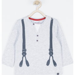 Koszulka. Szare t-shirty chłopięce SUPER COOL, z aplikacjami, z dzianiny, z długim rękawem. Za 29,90 zł.