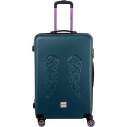 Walizka w kolorze ciemnozielonym - 107 l. Zielone walizki Murano, Berenice, bez wzorów, z materiału. W wyprzedaży za 239,95 zł.