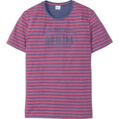 T-shirt bonprix indygo-różowy w paski. Niebieskie koszulki męskie bonprix, s, w paski, z okrągłym kołnierzem, bez rękawów. Za 34,99 zł.