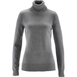 Sweter bawełniany z golfem bonprix szary melanż. Szare swetry damskie bonprix, bez wzorów, z bawełny, bez rękawów, bez kaptura. Za 54,99 zł.
