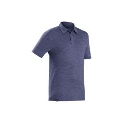 Koszulka polo - TRAVEL 500 MERINO - męska. Niebieskie koszulki męskie FORCLAZ, xl, z wełny, polo. Za 129,99 zł.