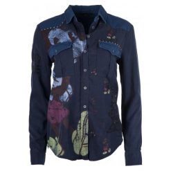 Desigual Koszula Damska Walt S Ciemnoniebieski. Czarne koszule damskie marki Desigual, s. W wyprzedaży za 358,00 zł.