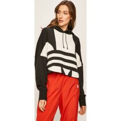 Adidas Originals - Bluza. Czarne bluzy damskie adidas Originals, z aplikacjami, z bawełny, bez rękawów, z kapturem. W wyprzedaży za 199,90 zł.