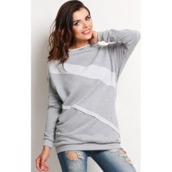 Szara Dzianinowa Dłuższa Bluza z Kontrastowymi Przeszyciami. Szare piżamy damskie Molly.pl, s, bez wzorów, z dzianiny, bez rękawów, bez kaptura. Za 105,90 zł.