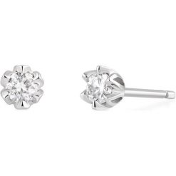 Kolczyki damskie: Kolczyki Białe Złoto – złoto białe 585, Brylant 0,26ct