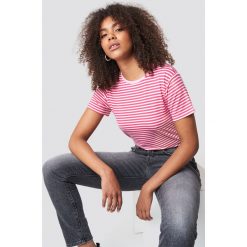 T-shirty damskie: Trendyol Klasyczny T-shirt w paski - Pink,White
