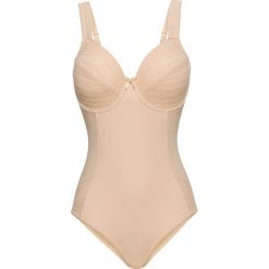 Body minimizer z efektem shape Level 2 bonprix cielisty. Brązowe body damskie marki bonprix, z haftami, z bawełny. Za 109,99 zł.