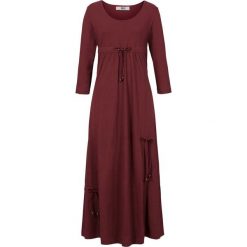 Sukienka shirtowa, rękawy 3/4 bonprix czerwony klonowy. Niebieskie sukienki z falbanami marki bonprix, z nadrukiem. Za 109,99 zł.