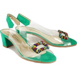 BRENDA ZARO T3611 zielony, sandały damskie. Zielone sandały damskie Brenda Zaro, bez wzorów, z gumy, bez obcasa, na obcasie, bez zapięcia. Za 469,90 zł.