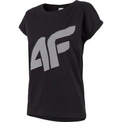 T-shirt damski TSD012 - głęboka czerń. Czarne t-shirty damskie 4f, bez wzorów, bez kołnierzyka. Za 54,99 zł.