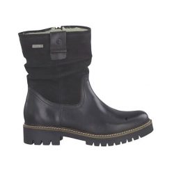Tamaris Wyższe buty zimowe czarny female czarny 41. Czarne botki damskie Tamaris, na zimę, z wełny, bez obcasa, na zamek. Za 469,00 zł.