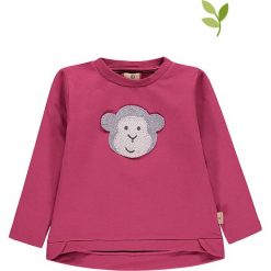 Bluza w kolorze jasnoróżowym. Różowe bluzy niemowlęce Mother Nature & Me, z aplikacjami, z bawełny, bez rękawów, bez kaptura. W wyprzedaży za 54,95 zł.