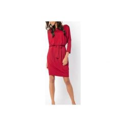 SUKIENKA ROSE | WIĄZANA BORDOWA. Czerwone sukienki mini marki Meleksima, na spotkanie biznesowe, l, z materiału, oversize. Za 125,30 zł.