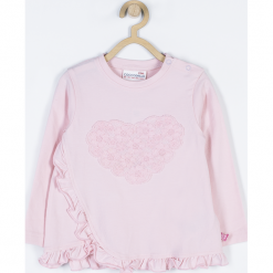 Koszulka. Czerwone bluzki dziewczęce bawełniane BUTTERFLY, z aplikacjami, z długim rękawem. Za 45,90 zł.