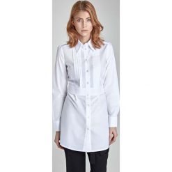 Biała Długa Koszula z Zakładkami. Białe koszule body damskie marki Molly.pl, s, eleganckie, z klasycznym kołnierzykiem. Za 99,90 zł.