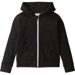 Bluza rozpinana melanżowa bonprix czarny melanż. Czarne bluzy dziewczęce bonprix, bez wzorów, bez rękawów, z kapturem. Za 54,99 zł.