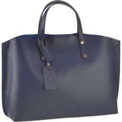 Torebki klasyczne damskie: Skórzana torebka w kolorze granatowym – 48 x 30 x 12 cm