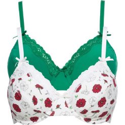 Biustonosz (2 szt.), bawełna organiczna bonprix z nadrukiem + zielony miętowy. Białe biustonosze bonprix, z nadrukiem, z elastanu. Za 49,98 zł.