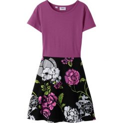 Sukienka shirtowa bonprix czarny - fiołkowy lila. Czarne sukienki dziewczęce bonprix, na lato, bez wzorów, z krótkim rękawem, krótkie, mini. Za 34,99 zł.