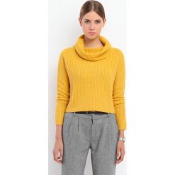 SWETER DŁUGI RĘKAW DAMSKI LUŹNY. Żółte swetry damskie DRYWASH, xl, bez wzorów, z dzianiny, z długim rękawem. W wyprzedaży za 30,00 zł.