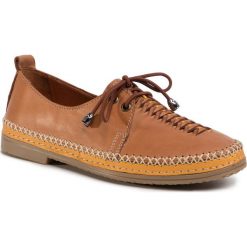 Półbuty MANITU - 850421-2 Braun. Pomarańczowe półbuty damskie Manitu, bez wzorów, ze skóry, bez obcasa, na płaskiej podeszwie, bez zapięcia. Za 239,00 zł.